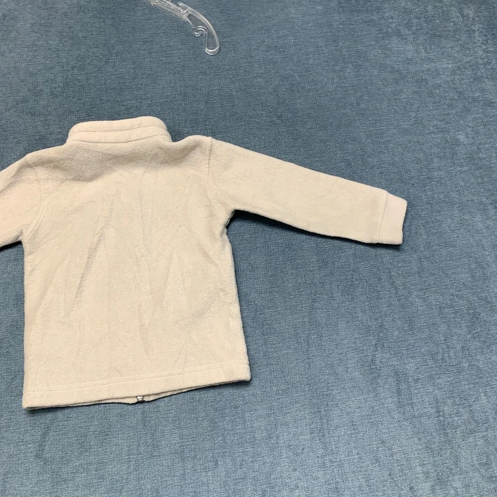 Columbia Fleece Jacket Boys 3T Beige Logo Full Zip Mock Neck Long Sleeve Winter